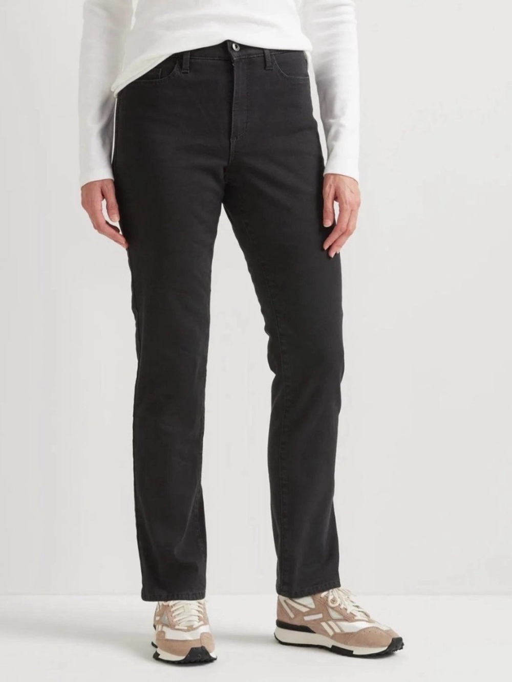 NWT Eddie Bauer Women’s Revival‎ High-Rise Fleece Lined Slim Straight Jeans 16
